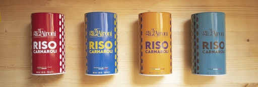 Carnaroli in latta pop colorate